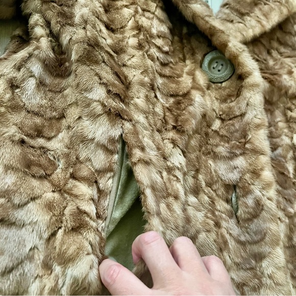Vtg Weinberg Furs Genuine Mink Coat Outwear Brown Ruffled Texture Silk Lining - Picture 6 of 11